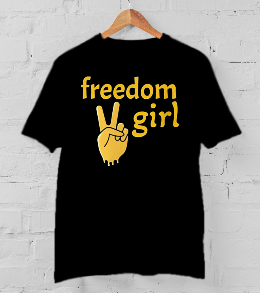 Freedom Girl Peace Sign Hand Gesture T-Shirt
