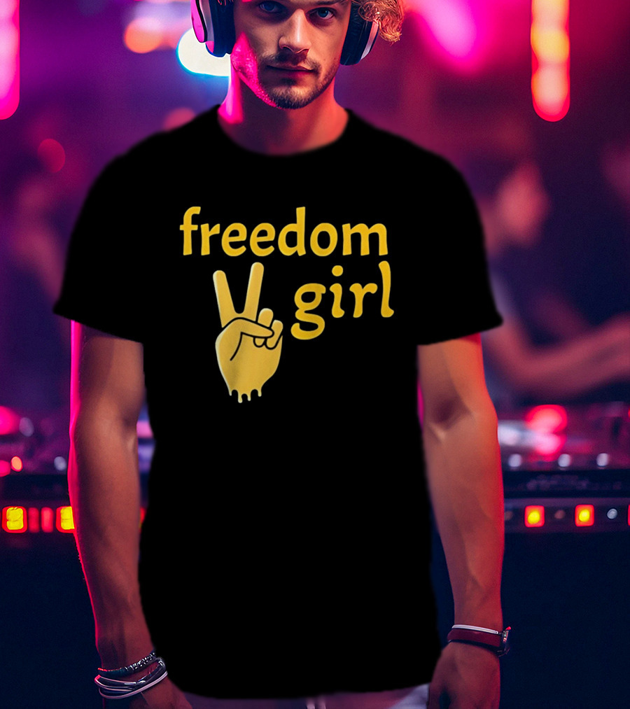Freedom Girl Peace Sign Hand Gesture T-Shirt