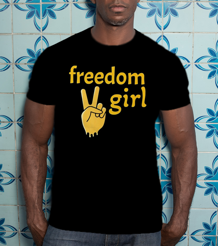 Freedom Girl Peace Sign Hand Gesture T-Shirt