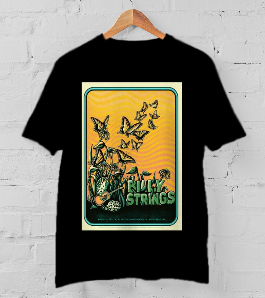 Billy Strings Bluestem Amphitheater August 6 2022 Butterfly Moorehead MN T-Shirt