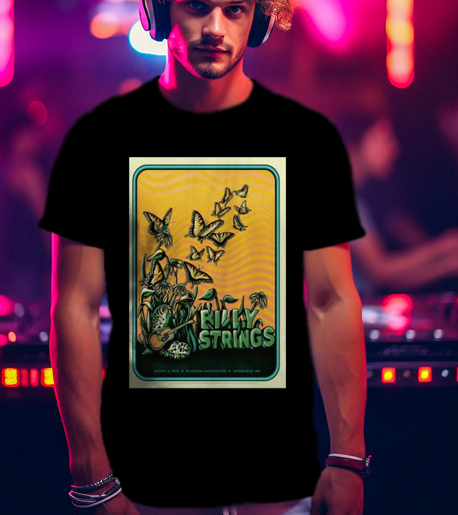 Billy Strings Bluestem Amphitheater August 6 2022 Butterfly Moorehead MN T-Shirt