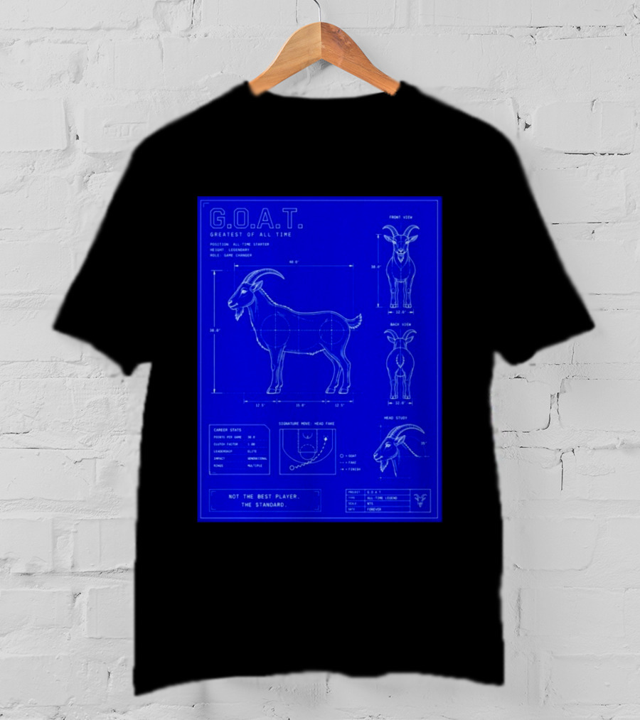 G.O.A.T. Greatest Of All Time Basketball Fall Blueprint Meme T-Shirt