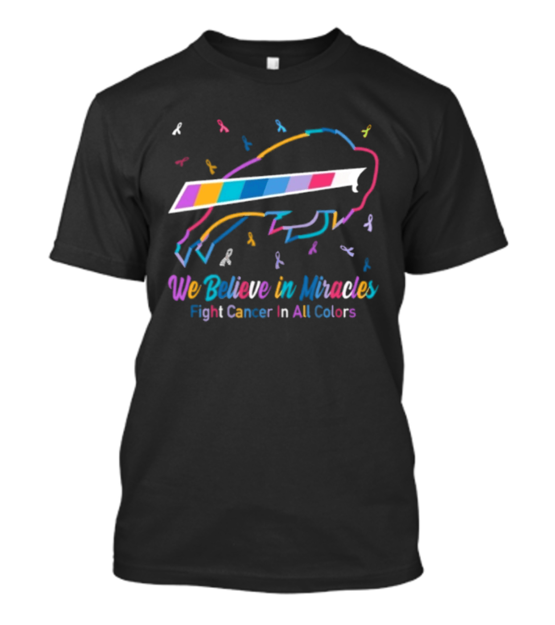Buffalo Bills We Believe In Miracles Fight Cancer In All Colors Awareness T-Shirt