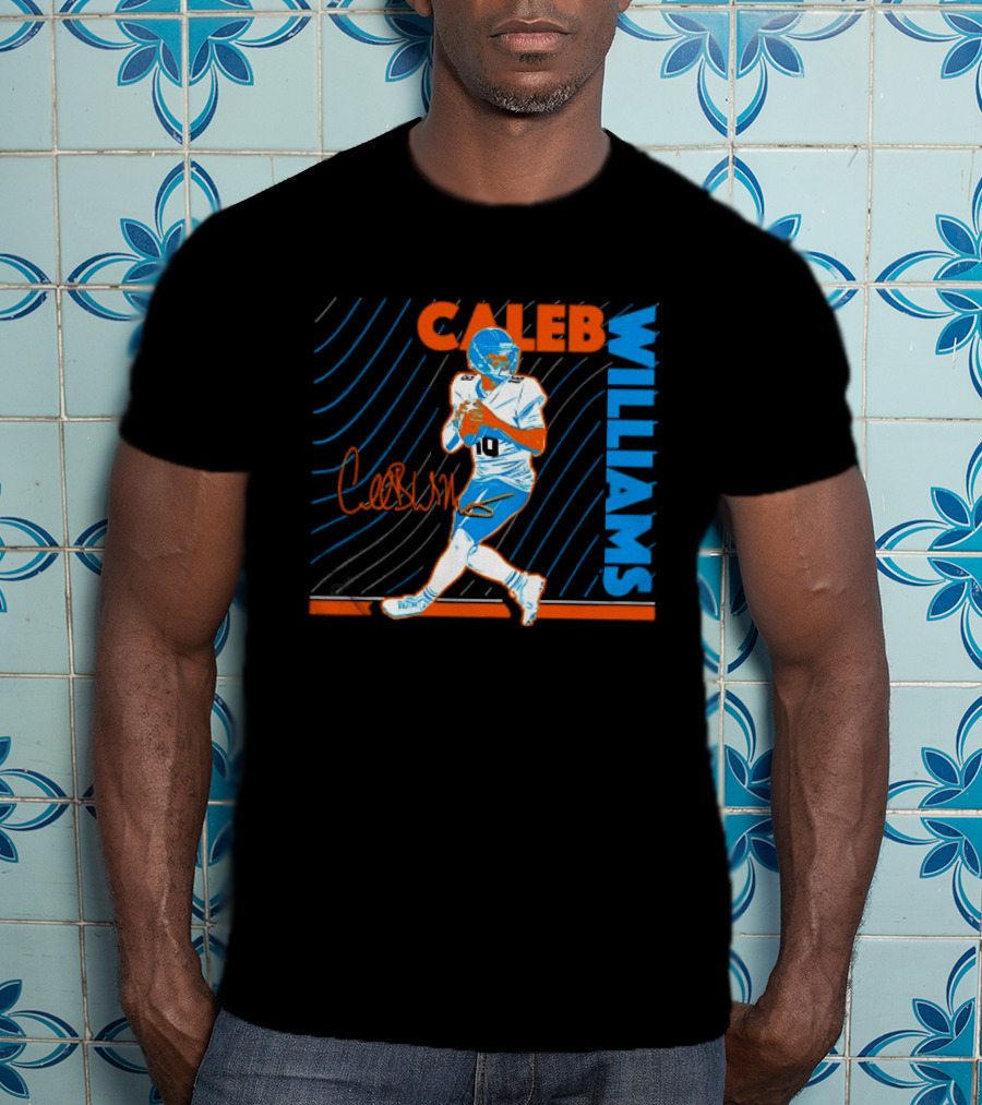 Caleb Williams Signed Football Chicago Bears Action Quarterback Sports Memorabilia T-Shirt