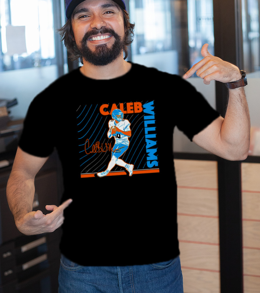 Caleb Williams Signed Football Chicago Bears Action Quarterback Sports Memorabilia T-Shirt