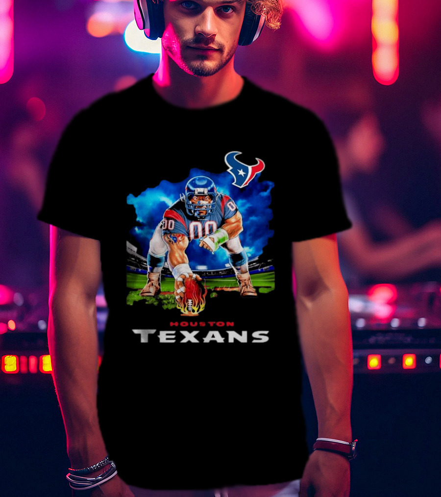 Houston Texans Ferocious Football Player NFL Team Spirit Challenge T-Shirt