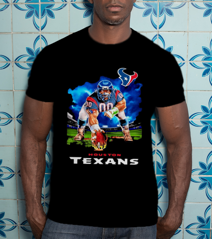 Houston Texans Ferocious Football Player NFL Team Spirit Challenge T-Shirt