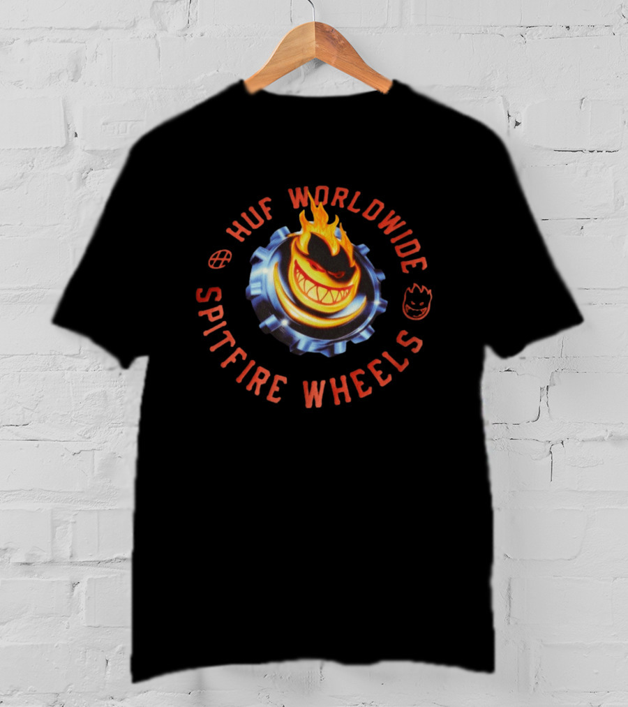 HUF Worldwide Spitfire Wheels Chrome Heart Collaboration T-Shirt