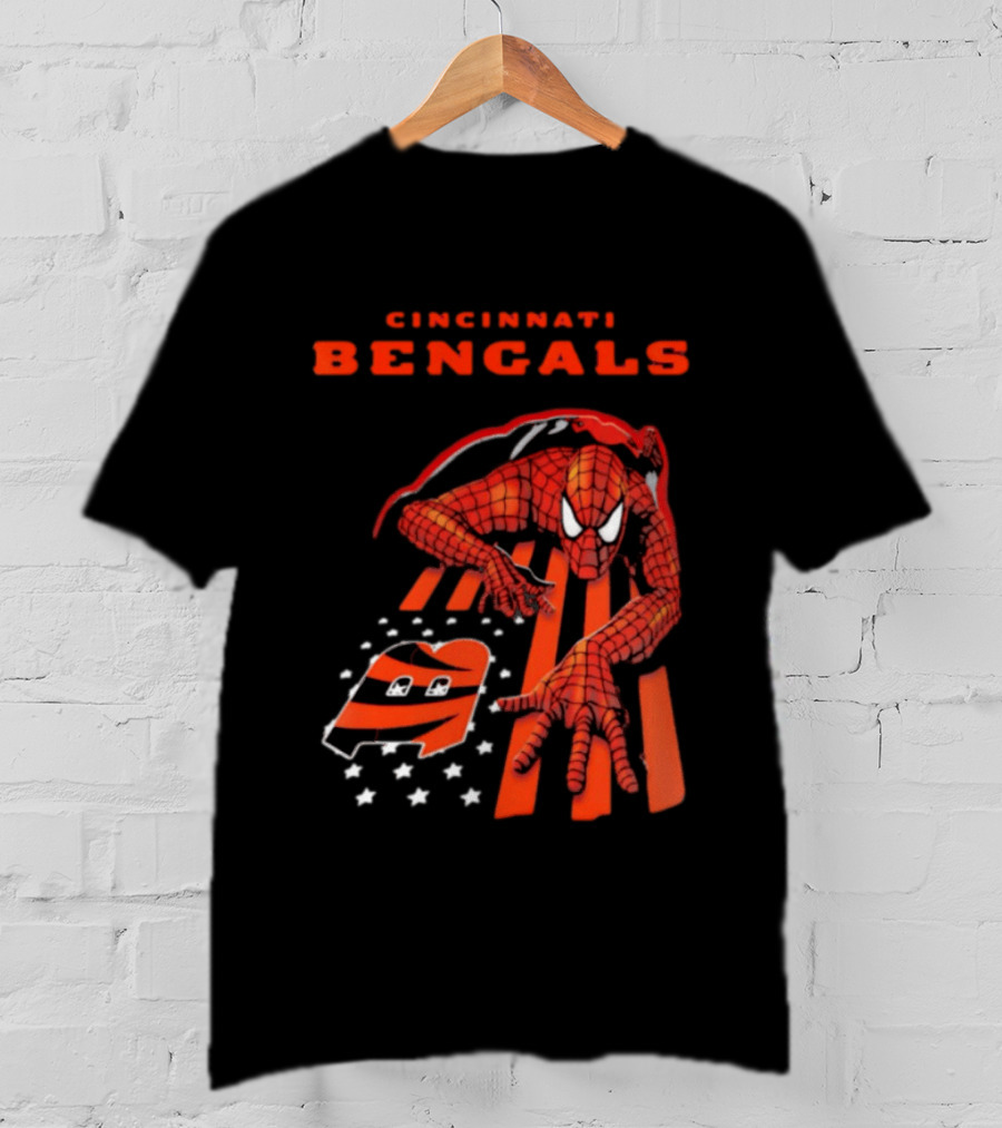 Cincinnati Bengals Spiderman Stripes Marvel T-Shirt