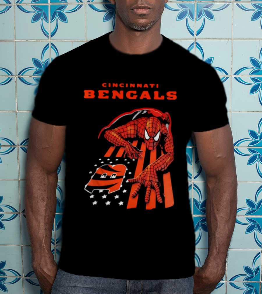 Cincinnati Bengals Spiderman Stripes Marvel T-Shirt