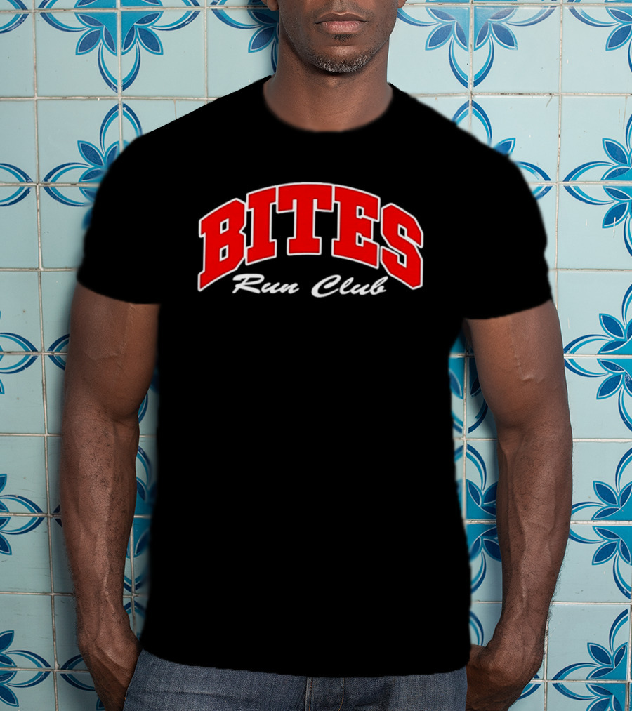Bites Run Club Classic Style Sports Lettering T-Shirt