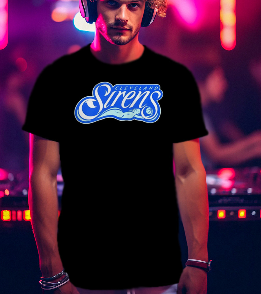 Cleveland Sirens Basketball Sports Team Oceanic Logo With Athlete And Ball T-Shirt