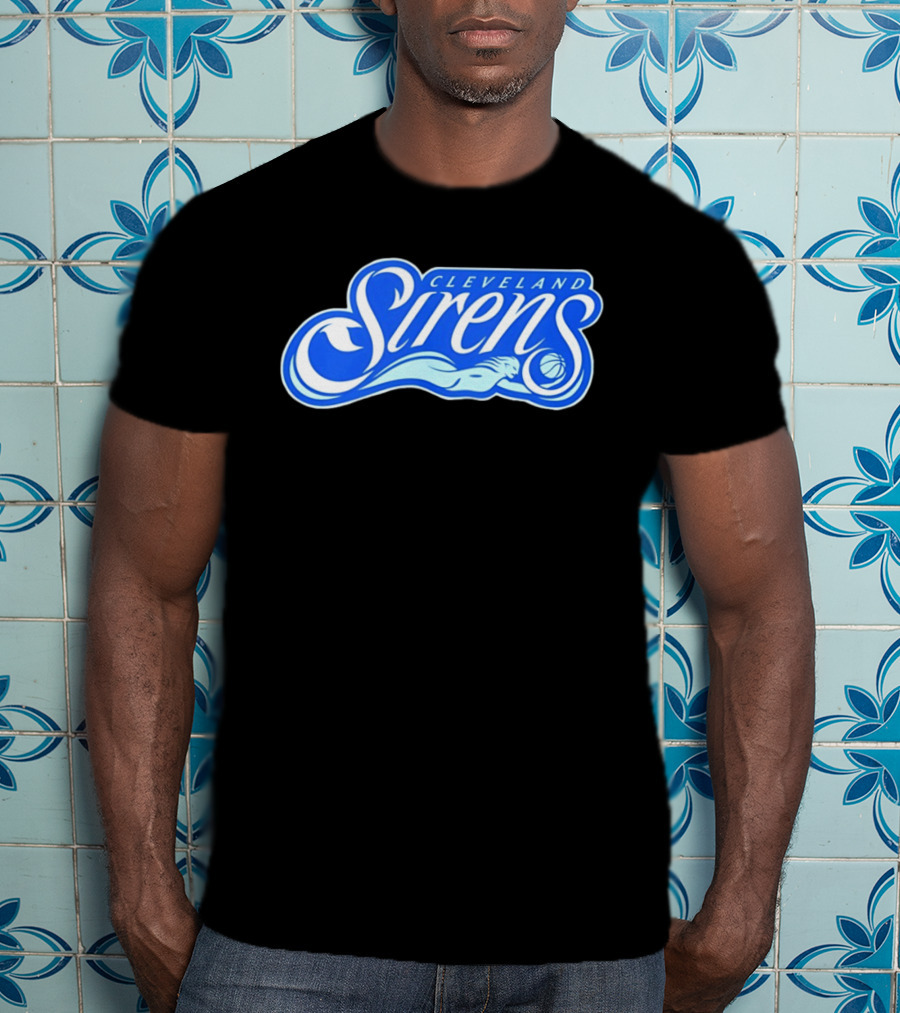 Cleveland Sirens Basketball Sports Team Oceanic Logo With Athlete And Ball T-Shirt