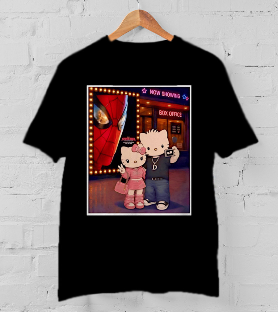 Now Showing Box Office Hello Kitty And Dear Daniel Spider Man Movie Polaroid Frame T-Shirt