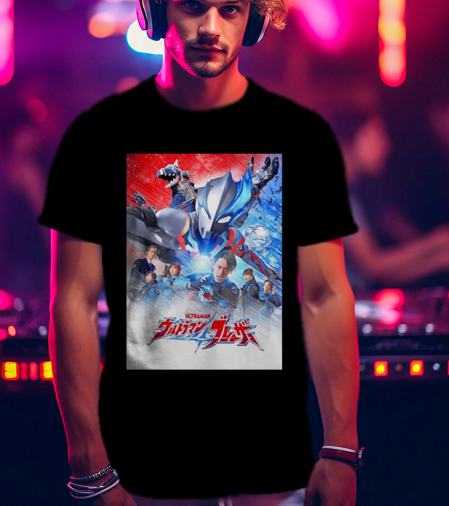 Ultraman Blazar Cast And Characters With Heroic Action Scene T-Shirt