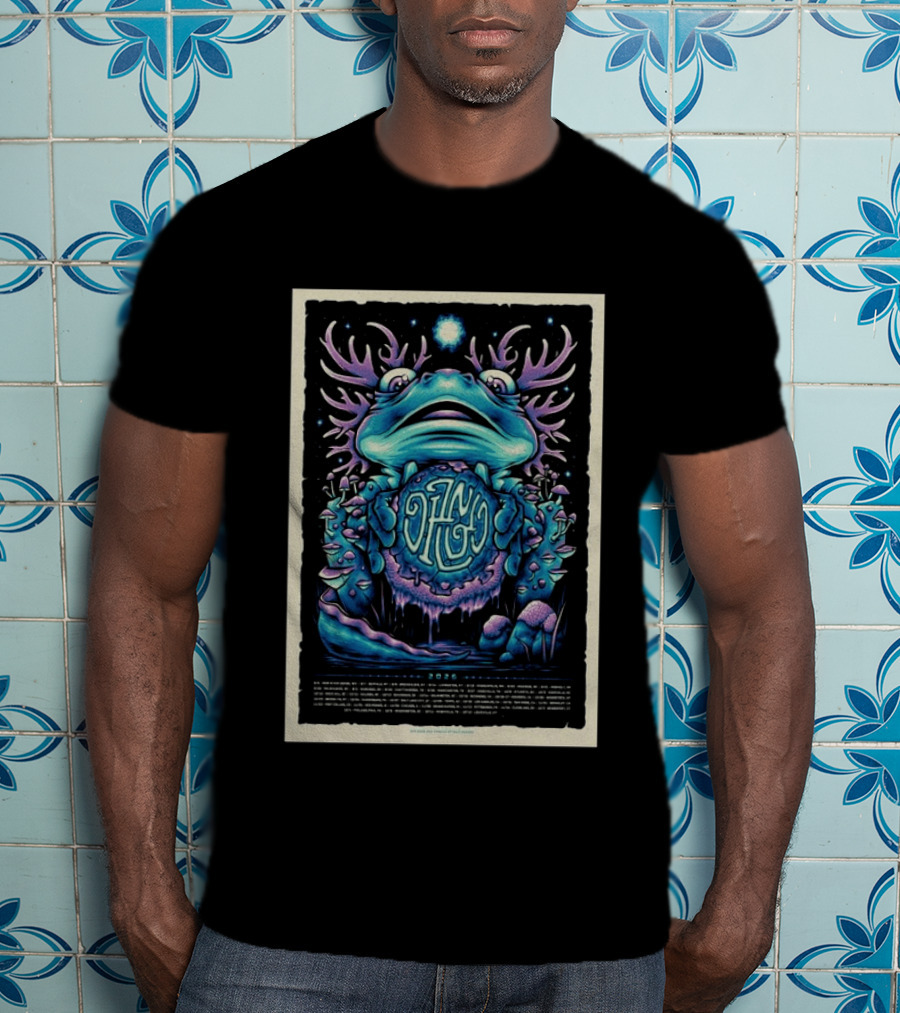Dizgo 2026 Tour Frog And Mushrooms Psychedelic T-Shirt