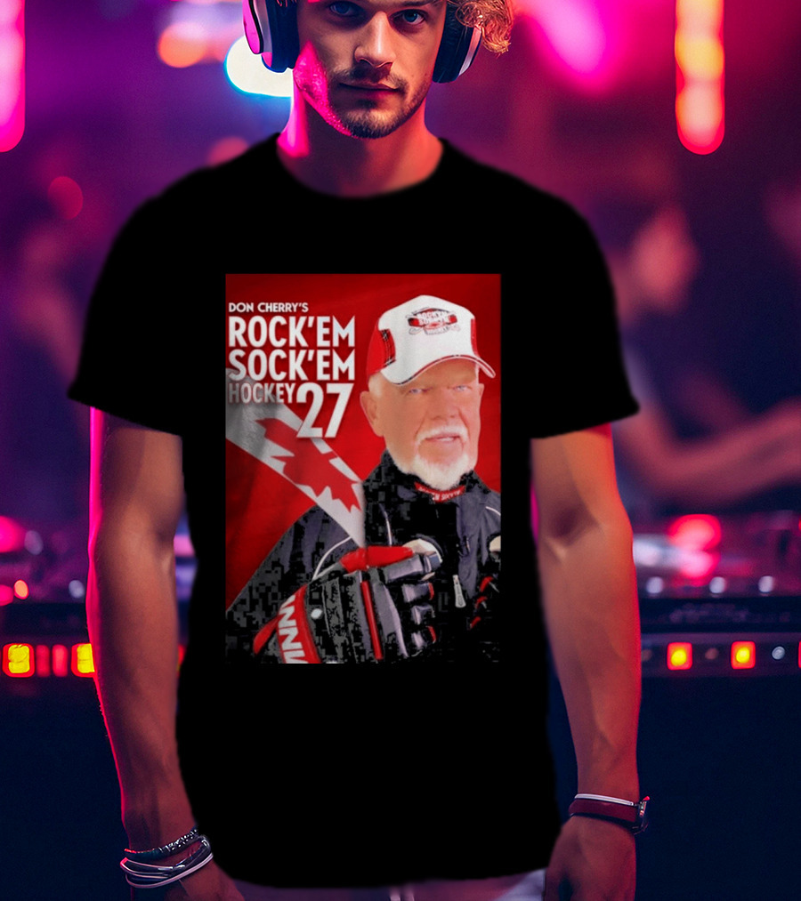 Don Cherry's Rock'em Sock'em Hockey 27 Maple Leaf Hat And Gloves Canada T-Shirt