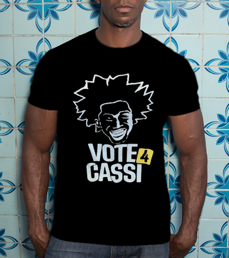 Vote 4 Cassi Spiky Afro Smiling Line T-Shirt