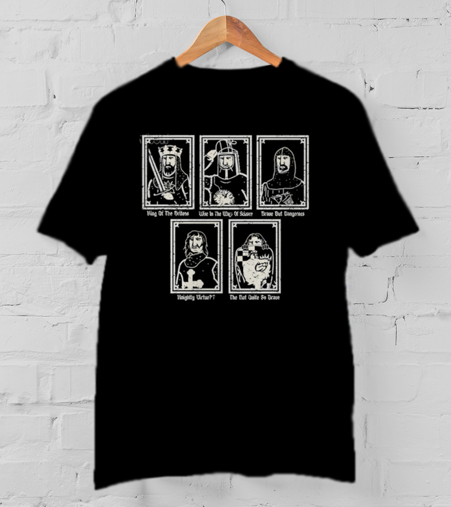 Monty Python And The Holy Grail King Arthur Sir Bedevere Sir Lancelot Patsy Black Knight T-Shirt