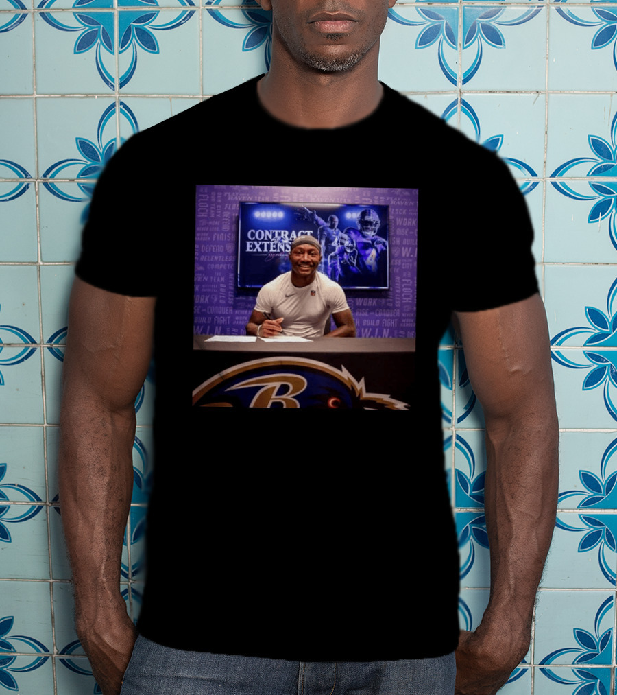 Zay Flowers Contract Extension Baltimore Ravens Football Player Signing NFL Deal T-Shirt