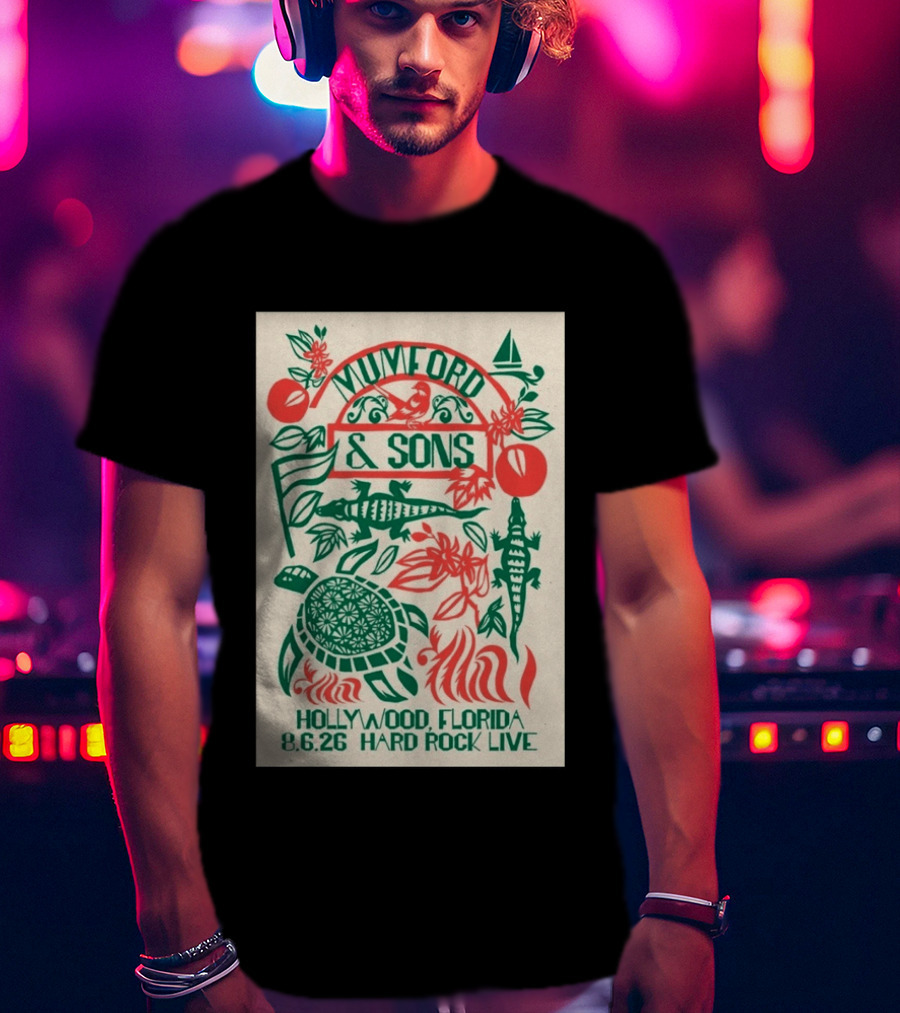 Mumford And Sons Hard Rock Live Hollywood Florida August 6 2026 Tour T-Shirt