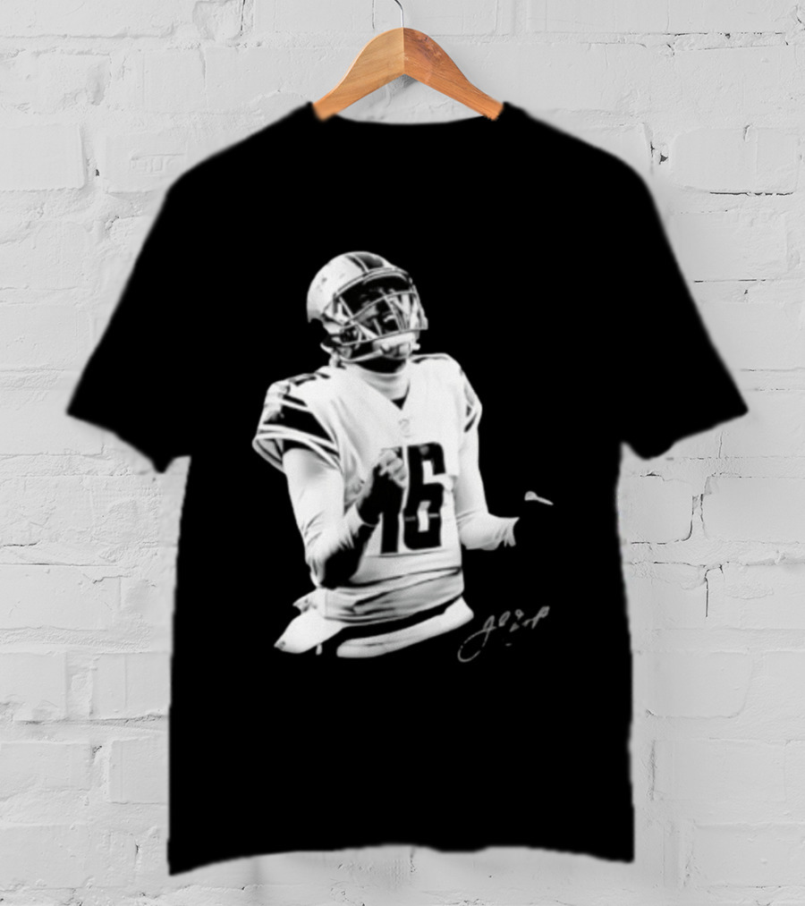 Original Detroit Lions Jared Goff 16 Quarterback MVP Player Autograph T-Shirt