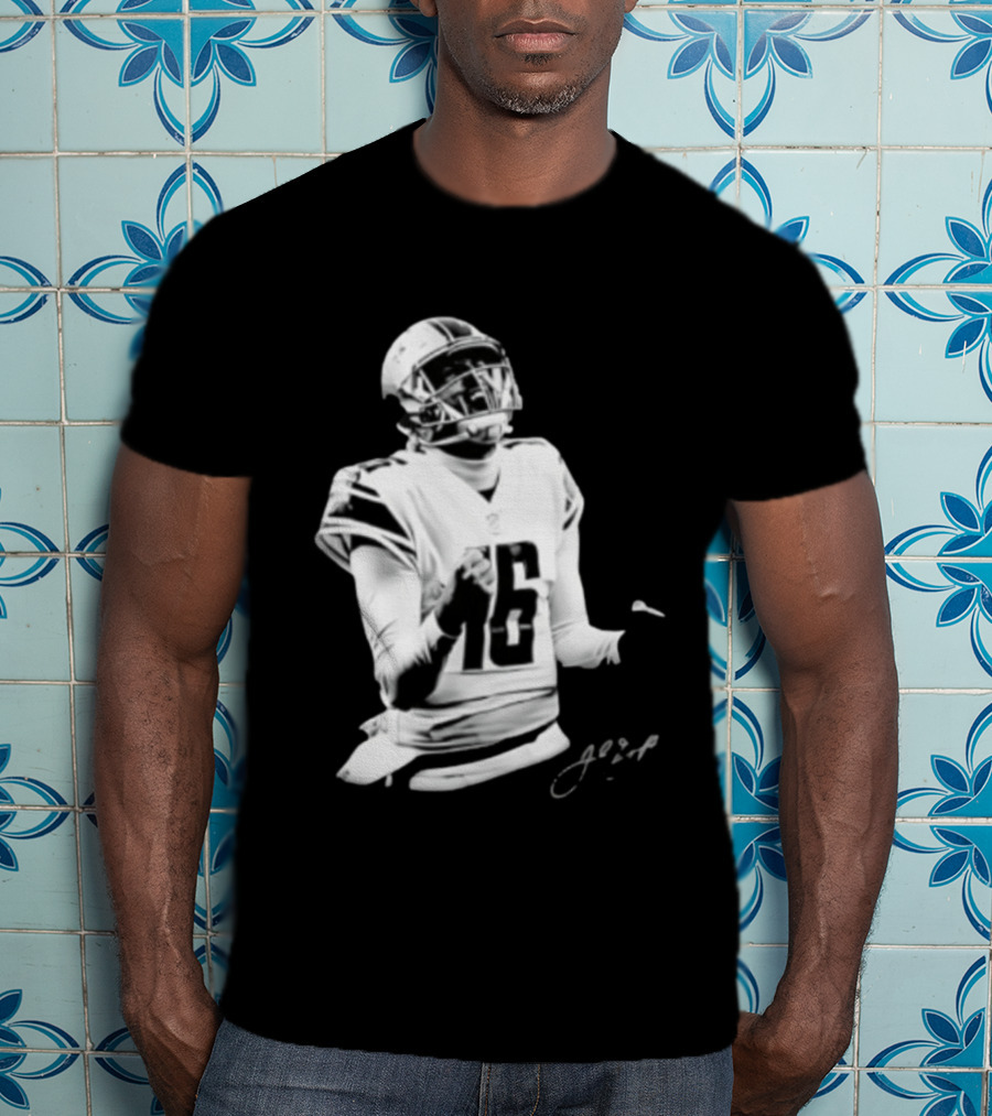 Original Detroit Lions Jared Goff 16 Quarterback MVP Player Autograph T-Shirt