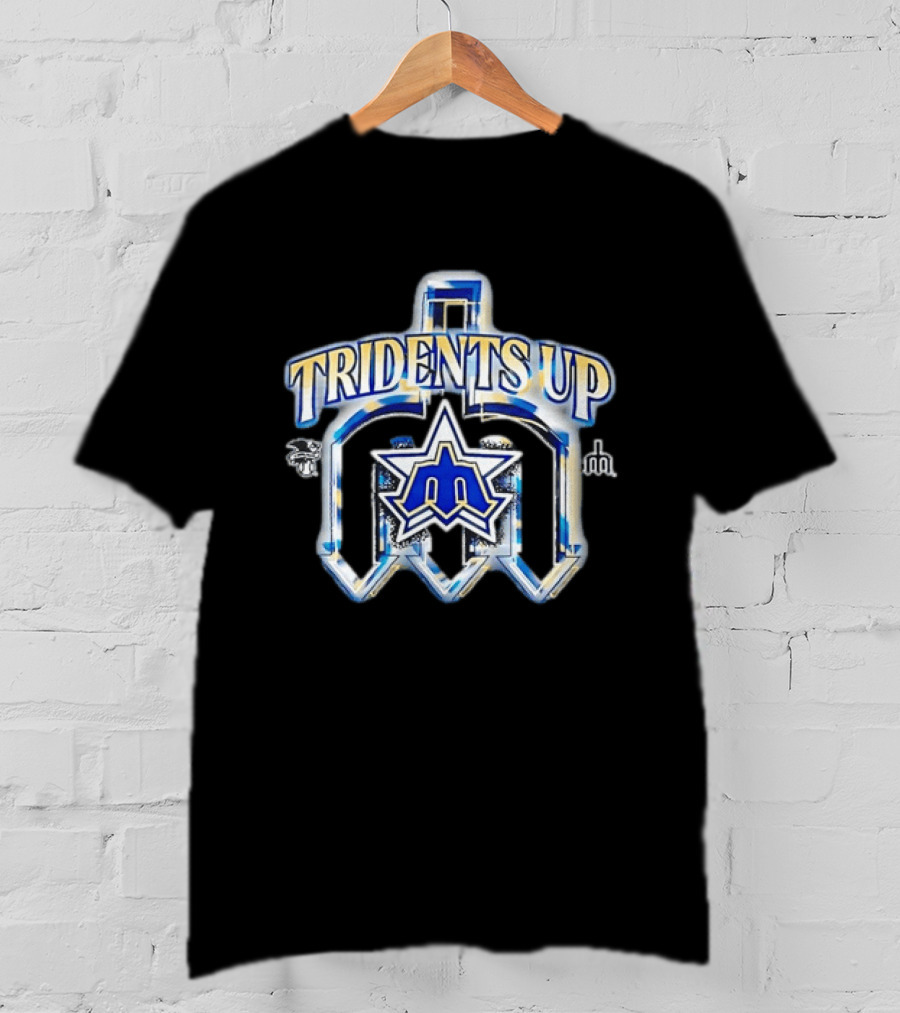 Seattle Mariners MLB Tridents Up 3D Metallic Compass Star T-Shirt