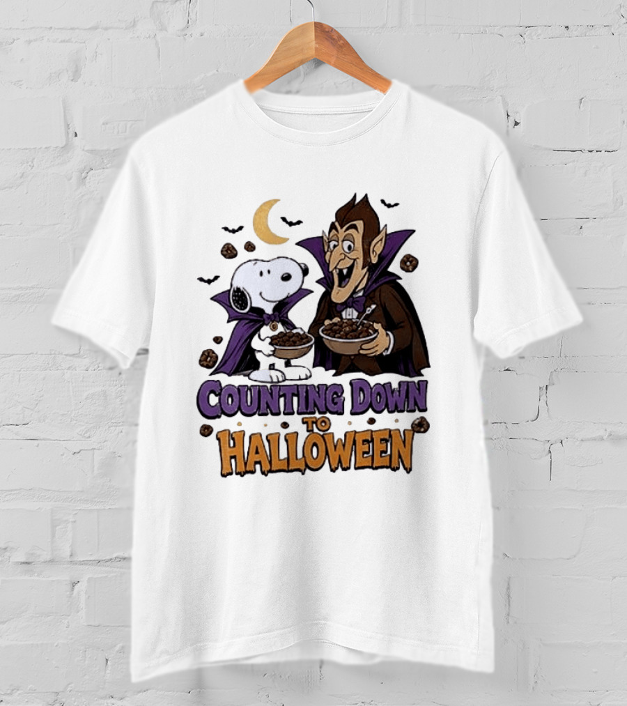 Peanuts Snoopy And Dracula Counting Down To Halloween T-Shirt