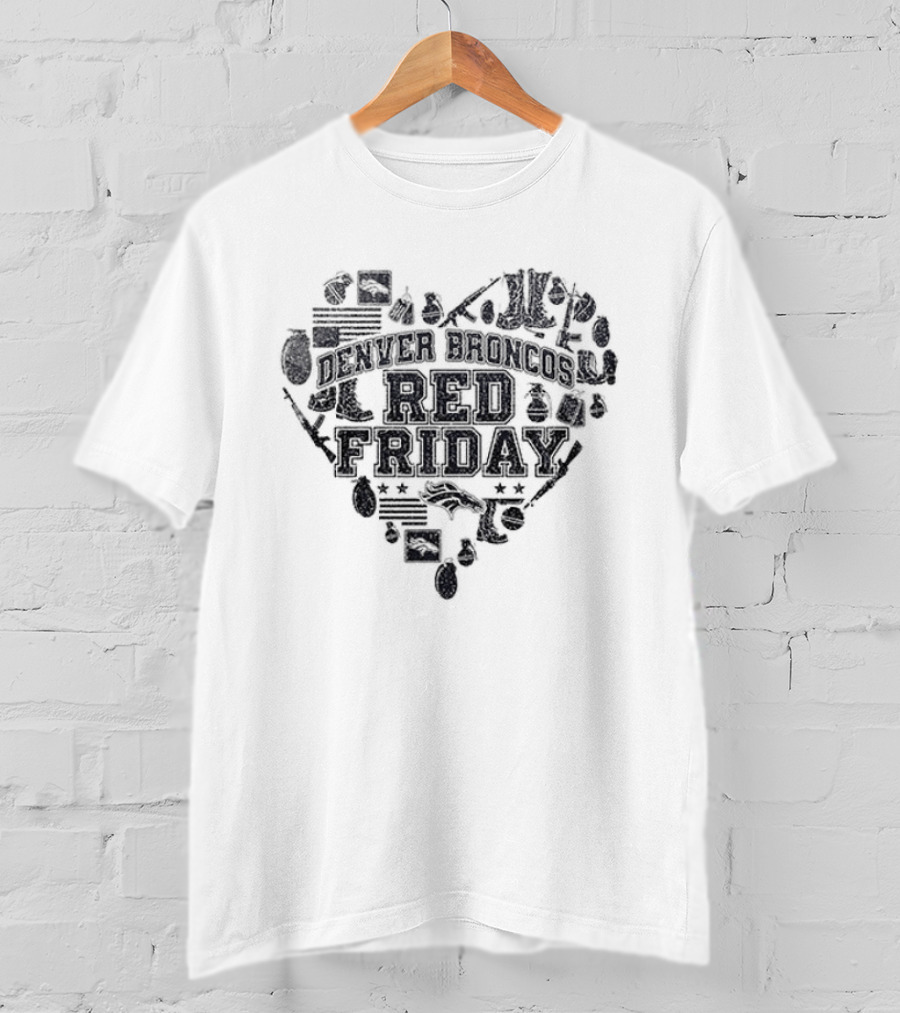 Denver Broncos Remember Everyone Deployed Heart Shape Red Friday T-Shirt