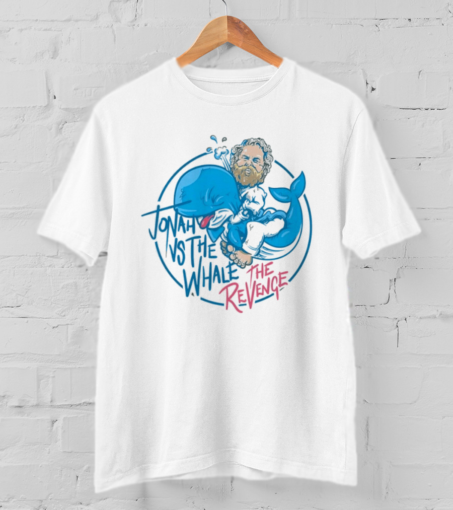Jonah Vs The Whale The Revenge Cartoon Bearded Man Grappling Blue Creature T-Shirt