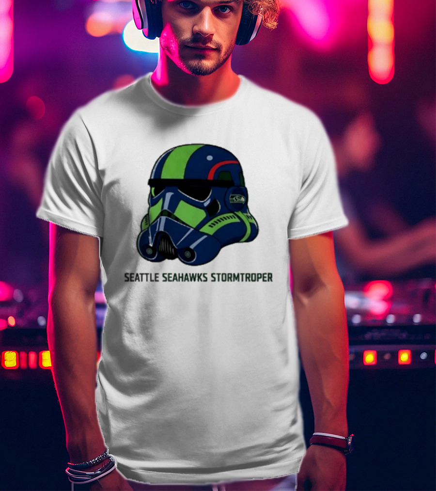 Seattle Seahawks Stormtrooper Game Day Galactic Helmet T-Shirt
