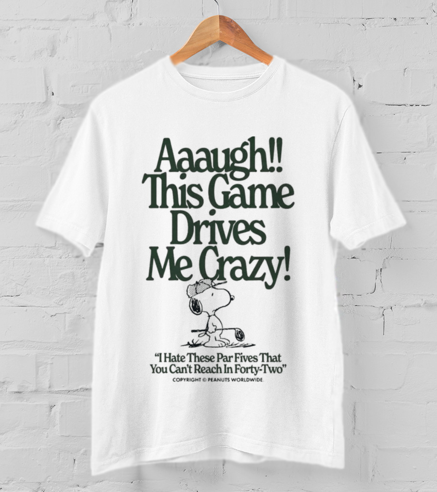 Aaaugh This Game Drives Me Crazy Peanuts Snoopy Charles M. Schulz T-Shirt