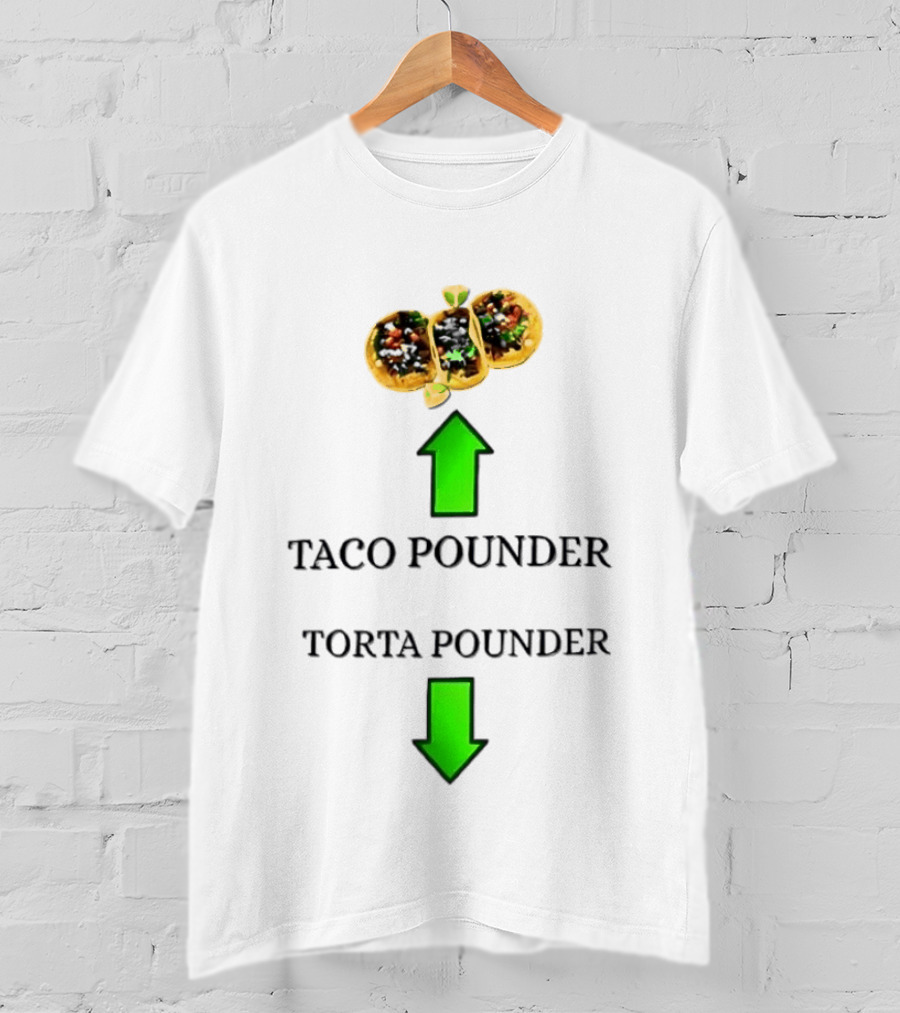 Taco Pounder Torta Pounder Trio Mexican Tacos Lime Green Arrows T-Shirt