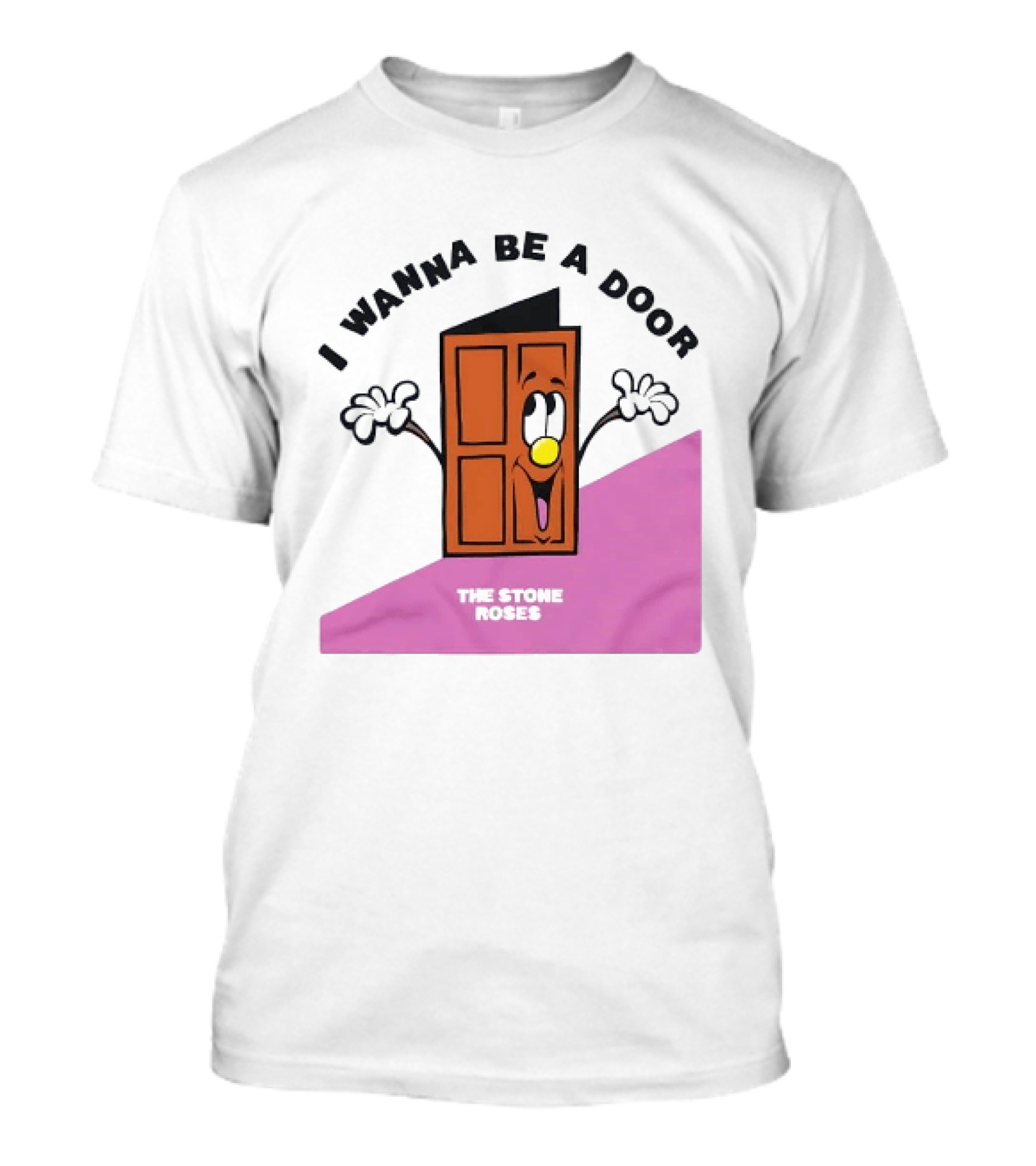 The Stone Roses I Wanna Be A Door Cartoon Yellow Nose Waving Hands T-Shirt
