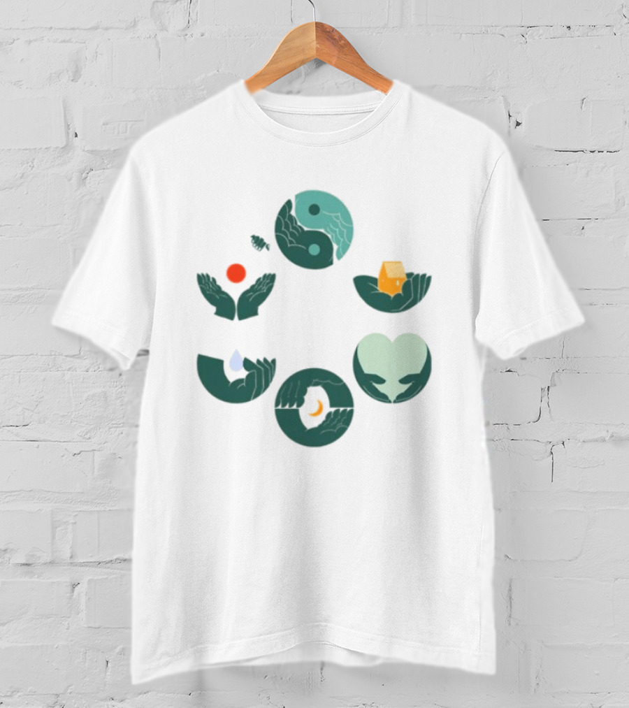 Tors Store Yin Yang Elements Hands Nature T-Shirt