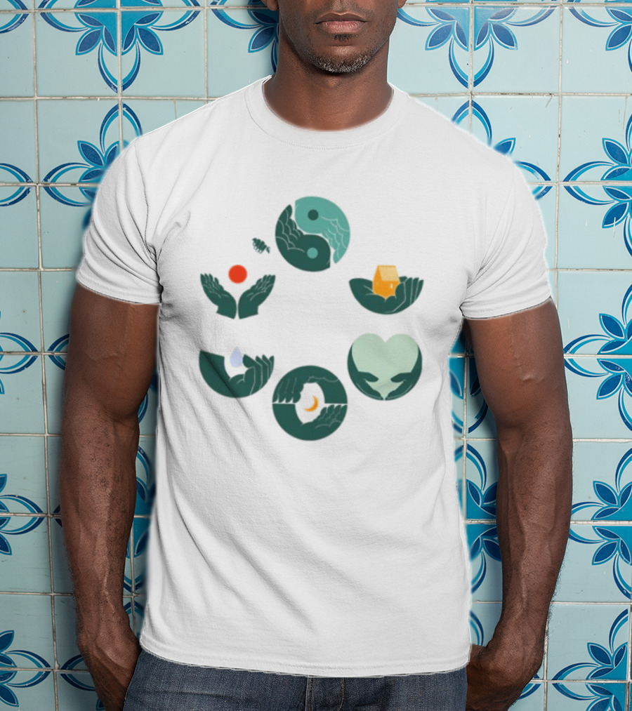 Tors Store Yin Yang Elements Hands Nature T-Shirt