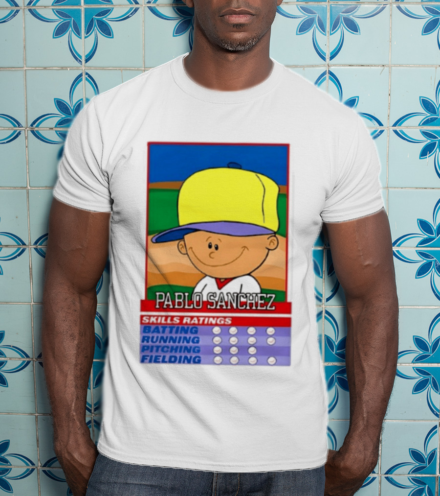 Trending Pablo Sanchez Skills Ratings Card Batting Running Pitching Fielding T-Shirt