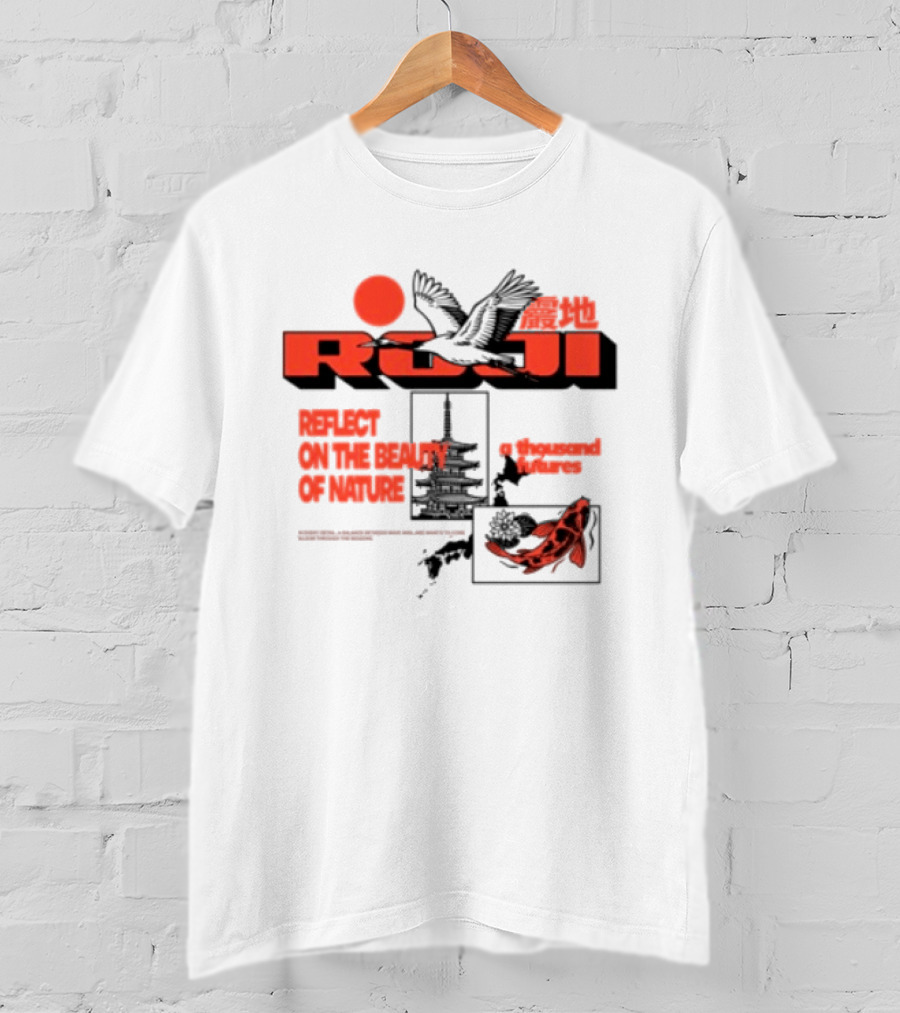 Unik Clothing Store Roji White Reflect On The Beauty Of Nature A Thousand Futures Koi Birds T-Shirt