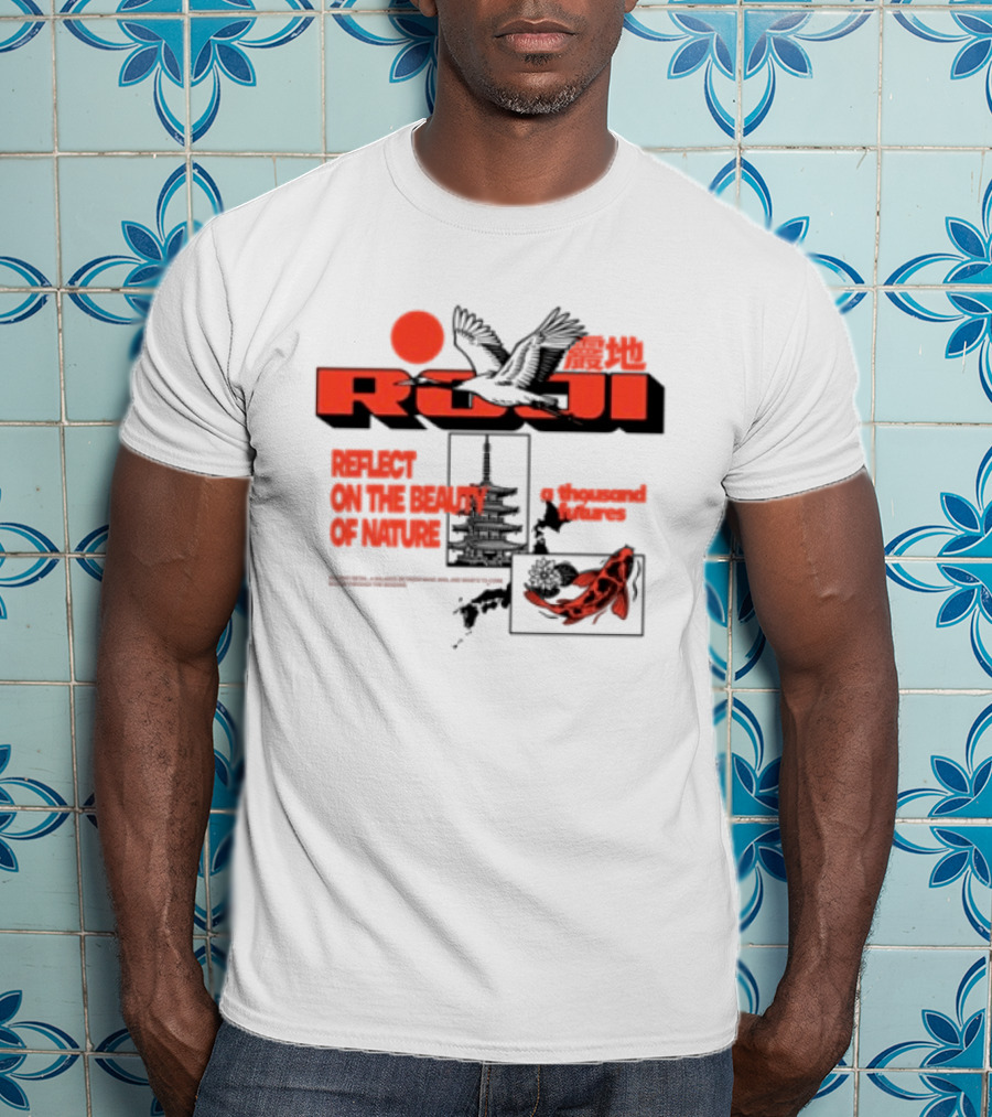 Unik Clothing Store Roji White Reflect On The Beauty Of Nature A Thousand Futures Koi Birds T-Shirt