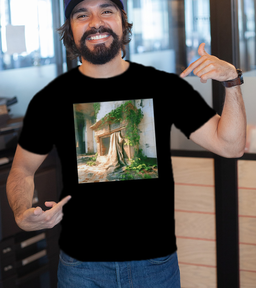 Abandoned Fireplace With Overgrown Ivy And Ruins Ambience T-Shirt