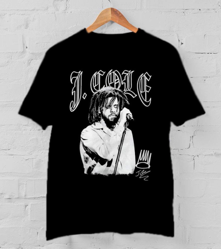 J Cole Dreamville Hip Hop Portrait Style Microphone T-Shirt