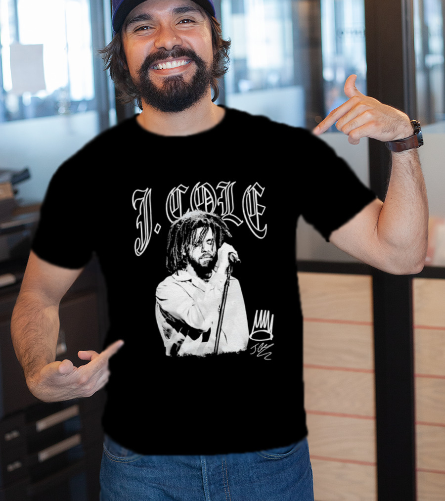 J Cole Dreamville Hip Hop Portrait Style Microphone T-Shirt