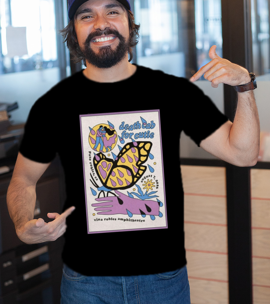 Death Cab For Cutie Paso Robles Vina Robles Amphitheatre August 7 2026 Butterfly T-Shirt