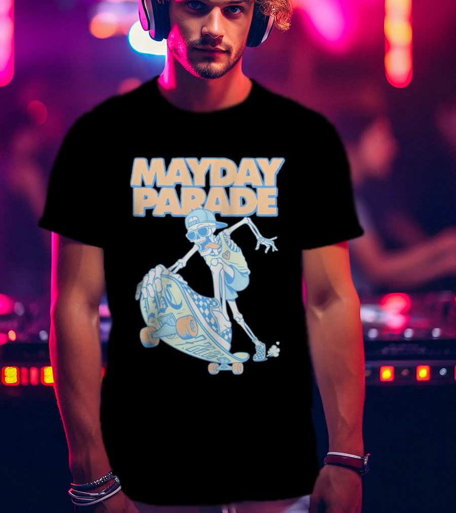 Mayday Parade Skeleton Skater With LBC 72626 Board T-Shirt