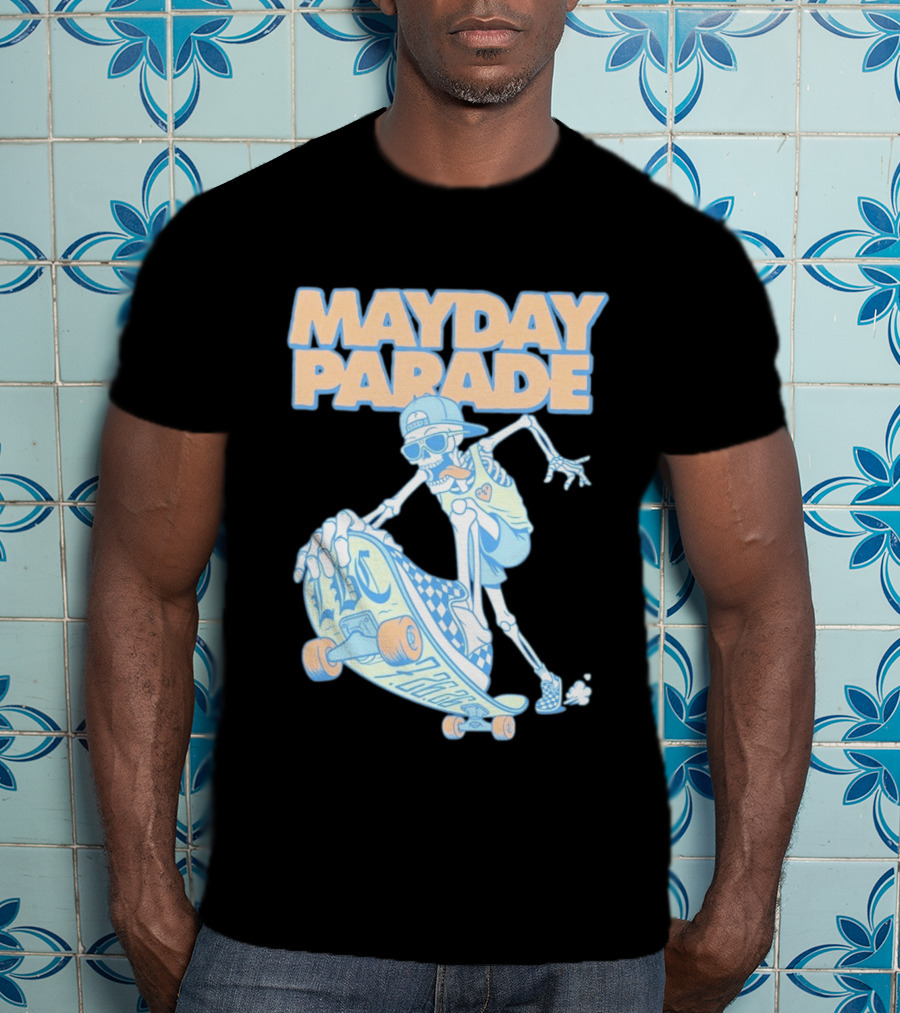 Mayday Parade Skeleton Skater With LBC 72626 Board T-Shirt
