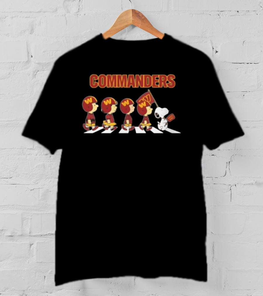 Peanuts Characters Marching On Abbey Road With Washington Commanders T-Shirt