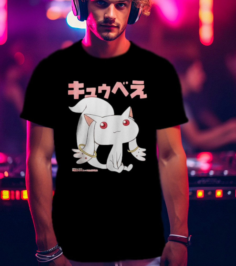 Puella Magi Madoka Magica Kyubey Anime Character Red Eyes T-Shirt