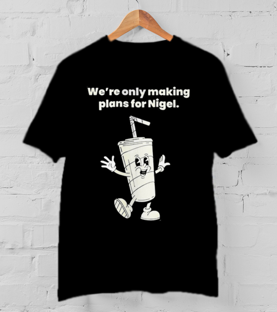 We're Only Making Plans For Nigel XTC 80s Music Cartoon Cup T-Shirt