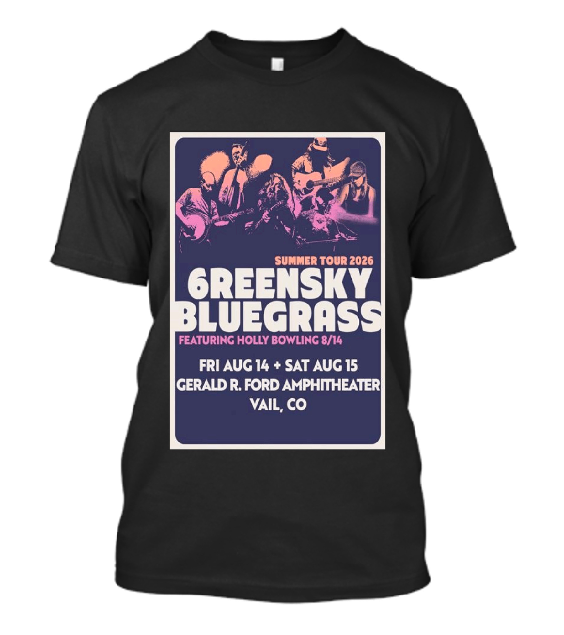 Greensky Bluegrass Summer Tour 2026 Vail CO Featuring Holly Bowling Aug 14 15 Gerald R Ford Amphitheater T-Shirt